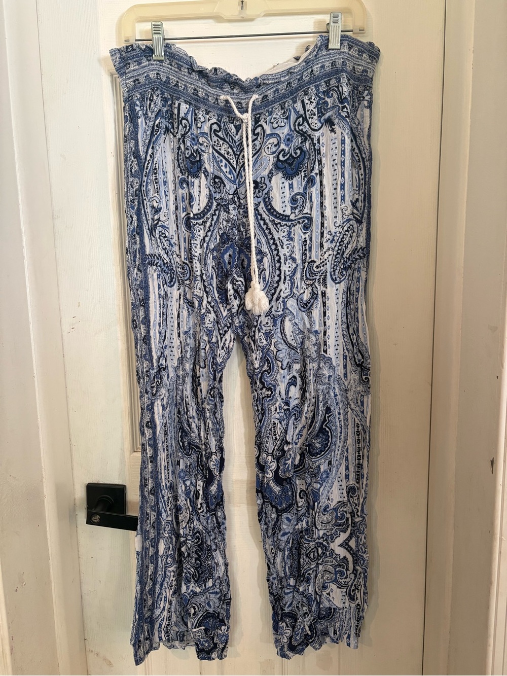 INC international Blue Paisley Women's Drawstring Pants